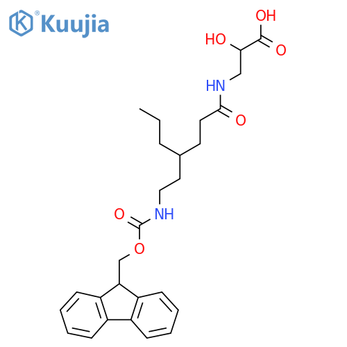 3-{4-2-({(9H-fluoren-9-yl)methoxycarbonyl}amino)ethylheptanamido}-2-hydroxypropanoic acid structure