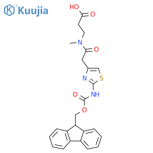3-{2-2-({(9H-fluoren-9-yl)methoxycarbonyl}amino)-1,3-thiazol-4-yl-N-methylacetamido}propanoic acid structure
