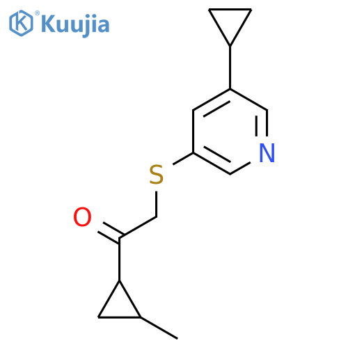 2-(5-cyclopropylpyridin-3-yl)sulfanyl-1-(2-methylcyclopropyl)ethan-1-one structure