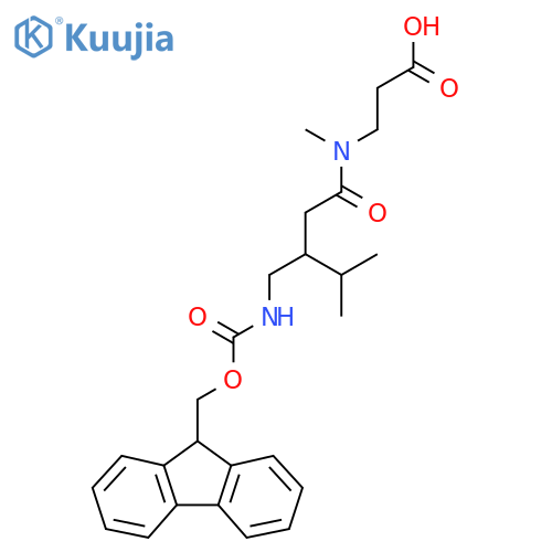 3-{3-({(9H-fluoren-9-yl)methoxycarbonyl}amino)methyl-N,4-dimethylpentanamido}propanoic acid structure