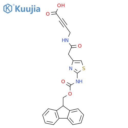 4-{2-2-({(9H-fluoren-9-yl)methoxycarbonyl}amino)-1,3-thiazol-4-ylacetamido}but-2-ynoic acid structure