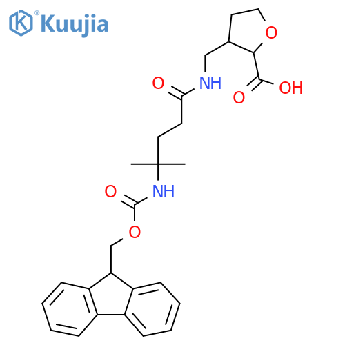 3-{4-({(9H-fluoren-9-yl)methoxycarbonyl}amino)-4-methylpentanamidomethyl}oxolane-2-carboxylic acid structure