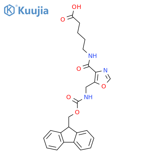 5-({5-({(9H-fluoren-9-yl)methoxycarbonyl}amino)methyl-1,3-oxazol-4-yl}formamido)pentanoic acid structure