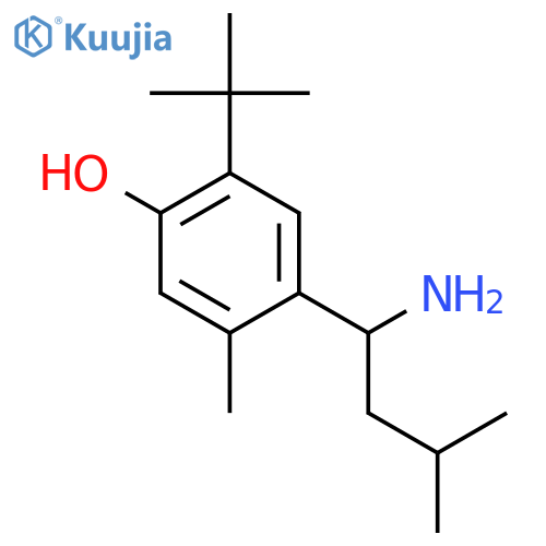 4-(1-amino-3-methylbutyl)-2-tert-butyl-5-methylphenol structure