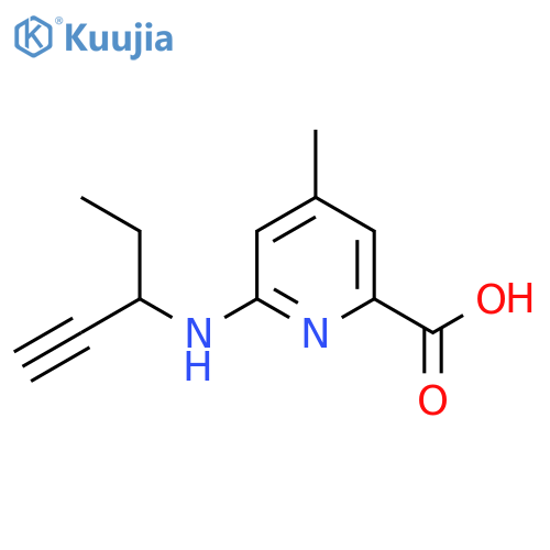 4-methyl-6-(pent-1-yn-3-yl)aminopyridine-2-carboxylic acid structure