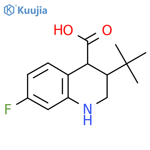 3-tert-butyl-7-fluoro-1,2,3,4-tetrahydroquinoline-4-carboxylic acid structure