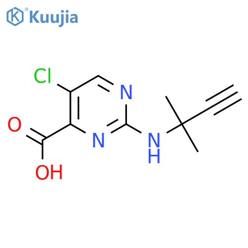 5-chloro-2-(2-methylbut-3-yn-2-yl)aminopyrimidine-4-carboxylic acid structure