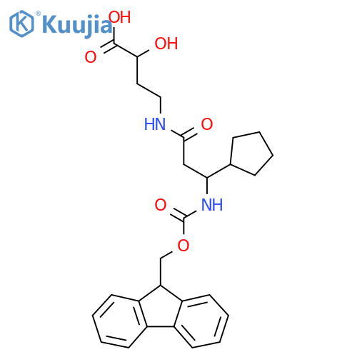 4-3-cyclopentyl-3-({(9H-fluoren-9-yl)methoxycarbonyl}amino)propanamido-2-hydroxybutanoic acid structure
