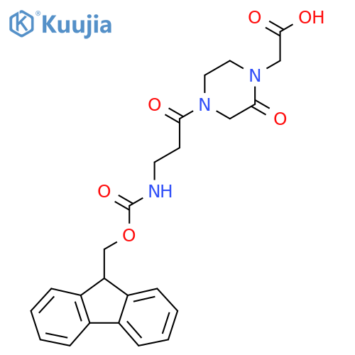 2-{4-3-({(9H-fluoren-9-yl)methoxycarbonyl}amino)propanoyl-2-oxopiperazin-1-yl}acetic acid structure