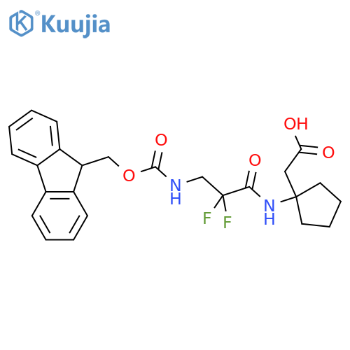 2-{1-3-({(9H-fluoren-9-yl)methoxycarbonyl}amino)-2,2-difluoropropanamidocyclopentyl}acetic acid structure