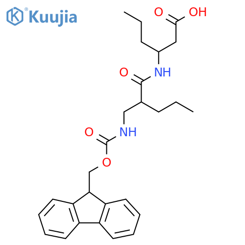 3-{2-({(9H-fluoren-9-yl)methoxycarbonyl}amino)methylpentanamido}hexanoic acid structure