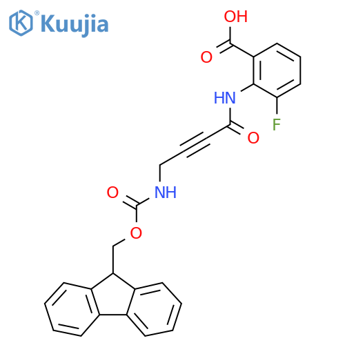 2-4-({(9H-fluoren-9-yl)methoxycarbonyl}amino)but-2-ynamido-3-fluorobenzoic acid structure