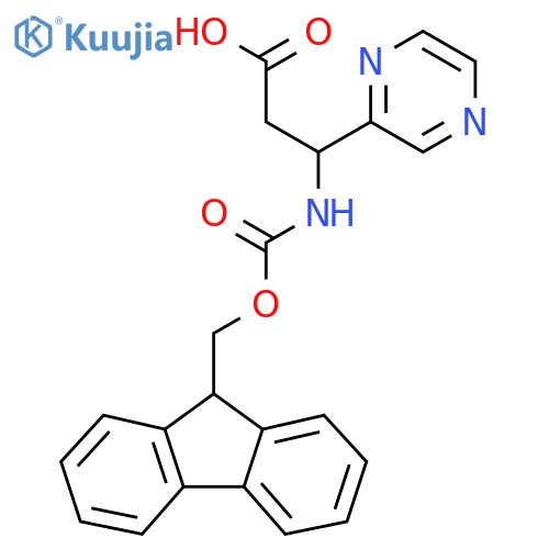 3-({(9H-fluoren-9-yl)methoxycarbonyl}amino)-3-(pyrazin-2-yl)propanoic acid structure