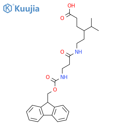 4-{2-[3-({[(9H-fluoren-9-yl)methoxy]carbonyl}amino)propanamido]ethyl}-5-methylhexanoic acid structure