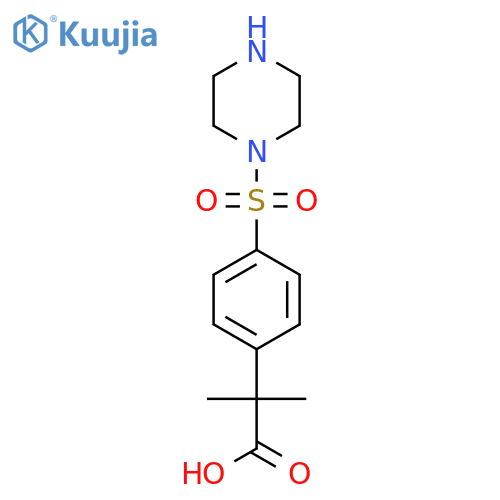 2-Methyl-2-[4-(piperazine-1-sulfonyl)phenyl]propanoic acid structure
