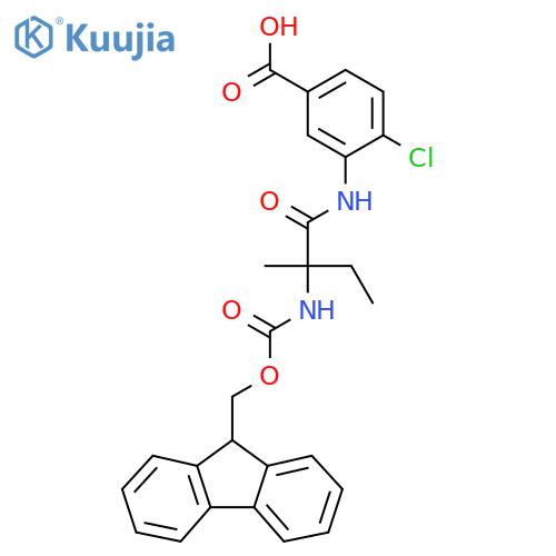 4-chloro-3-2-({(9H-fluoren-9-yl)methoxycarbonyl}amino)-2-methylbutanamidobenzoic acid structure