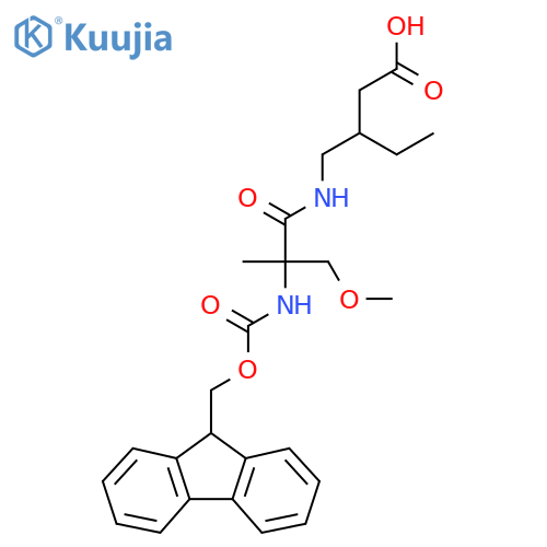 3-{2-({(9H-fluoren-9-yl)methoxycarbonyl}amino)-2-(methoxymethyl)propanamidomethyl}pentanoic acid structure