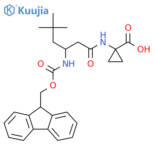 1-3-({(9H-fluoren-9-yl)methoxycarbonyl}amino)-5,5-dimethylhexanamidocyclopropane-1-carboxylic acid structure