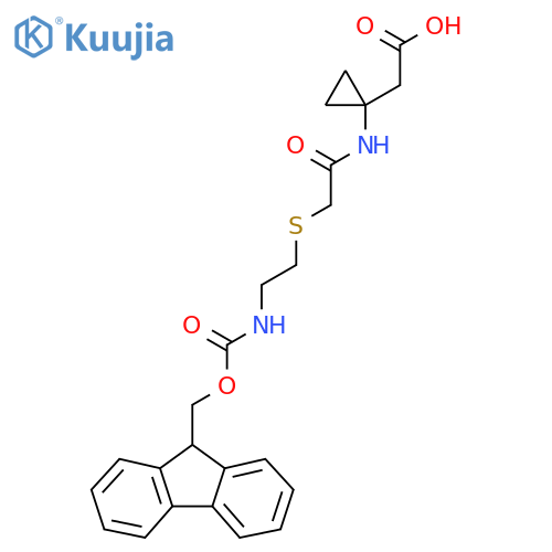 2-1-(2-{2-({(9H-fluoren-9-yl)methoxycarbonyl}amino)ethylsulfanyl}acetamido)cyclopropylacetic acid structure