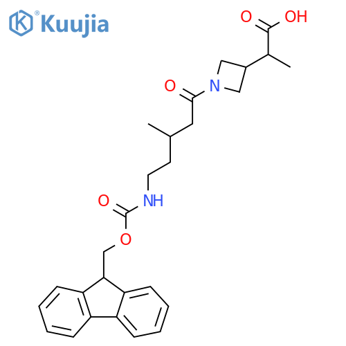 2-{1-5-({(9H-fluoren-9-yl)methoxycarbonyl}amino)-3-methylpentanoylazetidin-3-yl}propanoic acid structure