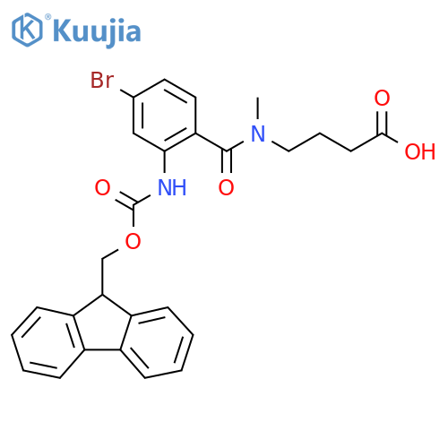 4-{1-4-bromo-2-({(9H-fluoren-9-yl)methoxycarbonyl}amino)phenyl-N-methylformamido}butanoic acid structure