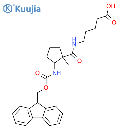 5-{2-({(9H-fluoren-9-yl)methoxycarbonyl}amino)-1-methylcyclopentylformamido}pentanoic acid structure