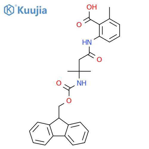 2-3-({(9H-fluoren-9-yl)methoxycarbonyl}amino)-3-methylbutanamido-6-methylbenzoic acid structure