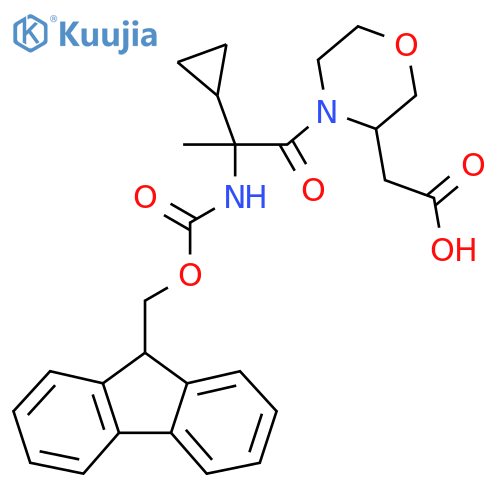 2-{4-2-cyclopropyl-2-({(9H-fluoren-9-yl)methoxycarbonyl}amino)propanoylmorpholin-3-yl}acetic acid structure