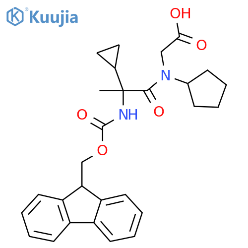 2-N-cyclopentyl-2-cyclopropyl-2-({(9H-fluoren-9-yl)methoxycarbonyl}amino)propanamidoacetic acid structure