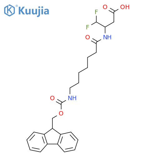 3-7-({(9H-fluoren-9-yl)methoxycarbonyl}amino)heptanamido-4,4-difluorobutanoic acid structure
