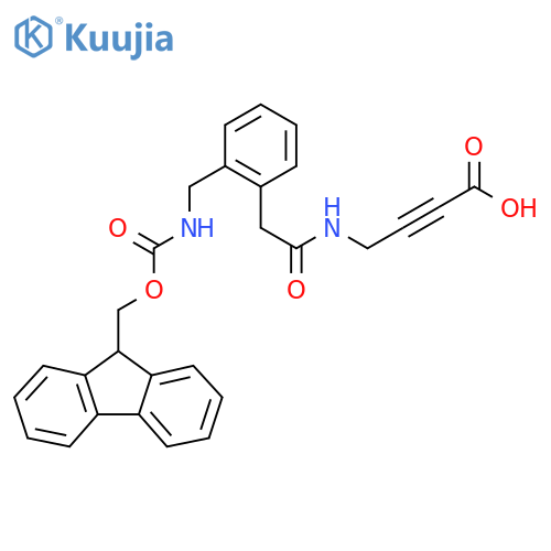 4-(2-{2-({(9H-fluoren-9-yl)methoxycarbonyl}amino)methylphenyl}acetamido)but-2-ynoic acid structure