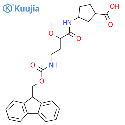 3-4-({(9H-fluoren-9-yl)methoxycarbonyl}amino)-2-methoxybutanamidocyclopentane-1-carboxylic acid structure