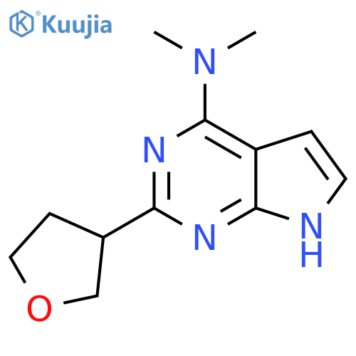 N,N-dimethyl-2-(oxolan-3-yl)-7H-pyrrolo2,3-dpyrimidin-4-amine structure