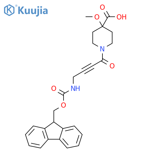 1-4-({(9H-fluoren-9-yl)methoxycarbonyl}amino)but-2-ynoyl-4-methoxypiperidine-4-carboxylic acid structure