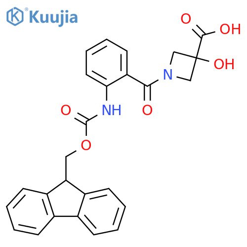 1-2-({(9H-fluoren-9-yl)methoxycarbonyl}amino)benzoyl-3-hydroxyazetidine-3-carboxylic acid structure
