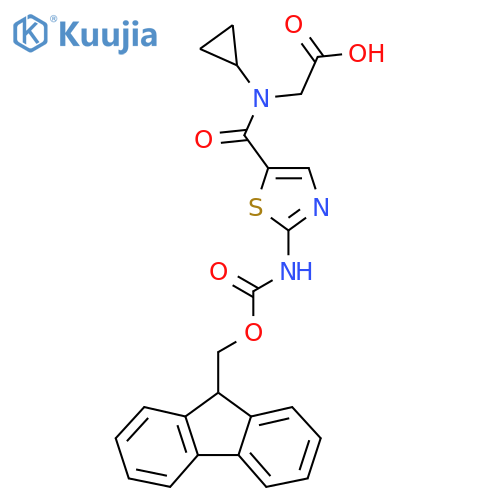 2-{N-cyclopropyl-1-2-({(9H-fluoren-9-yl)methoxycarbonyl}amino)-1,3-thiazol-5-ylformamido}acetic acid structure