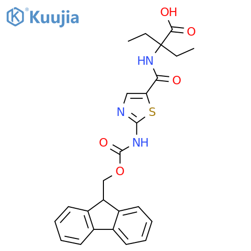 2-ethyl-2-{2-({(9H-fluoren-9-yl)methoxycarbonyl}amino)-1,3-thiazol-5-ylformamido}butanoic acid structure