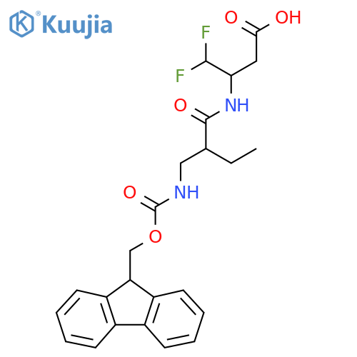 3-{2-({(9H-fluoren-9-yl)methoxycarbonyl}amino)methylbutanamido}-4,4-difluorobutanoic acid structure
