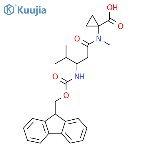 1-3-({(9H-fluoren-9-yl)methoxycarbonyl}amino)-N,4-dimethylpentanamidocyclopropane-1-carboxylic acid structure