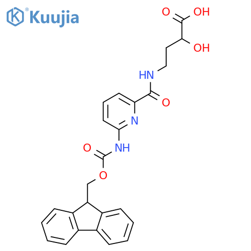 4-{6-({(9H-fluoren-9-yl)methoxycarbonyl}amino)pyridin-2-ylformamido}-2-hydroxybutanoic acid structure