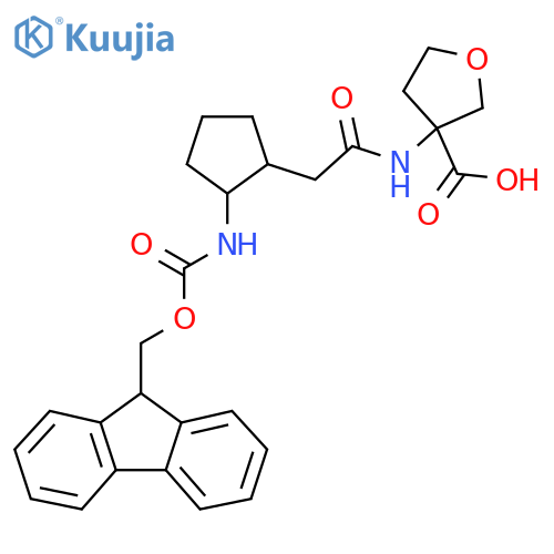 3-{2-2-({(9H-fluoren-9-yl)methoxycarbonyl}amino)cyclopentylacetamido}oxolane-3-carboxylic acid structure
