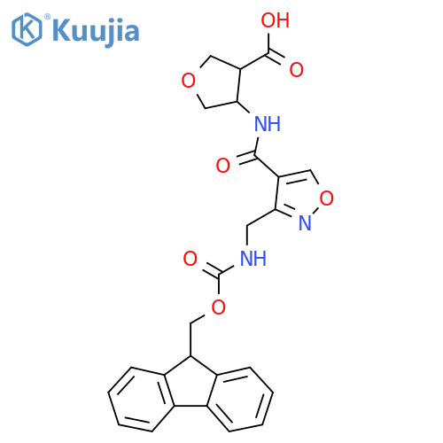4-{3-({(9H-fluoren-9-yl)methoxycarbonyl}amino)methyl-1,2-oxazole-4-amido}oxolane-3-carboxylic acid structure