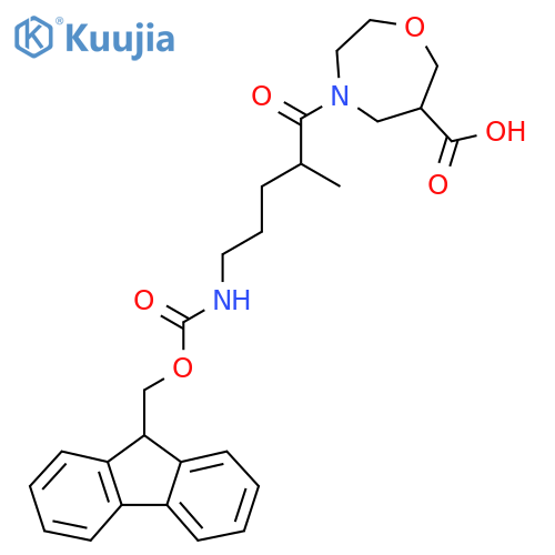 4-5-({(9H-fluoren-9-yl)methoxycarbonyl}amino)-2-methylpentanoyl-1,4-oxazepane-6-carboxylic acid structure