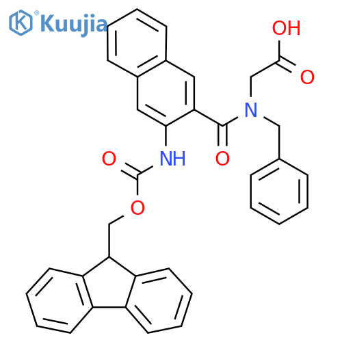 2-{N-benzyl-1-3-({(9H-fluoren-9-yl)methoxycarbonyl}amino)naphthalen-2-ylformamido}acetic acid structure
