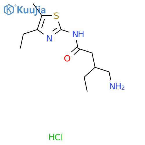 3-(aminomethyl)-N-(4-ethyl-5-methyl-1,3-thiazol-2-yl)pentanamide hydrochloride structure
