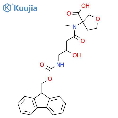 3-4-({(9H-fluoren-9-yl)methoxycarbonyl}amino)-3-hydroxy-N-methylbutanamidooxolane-3-carboxylic acid structure