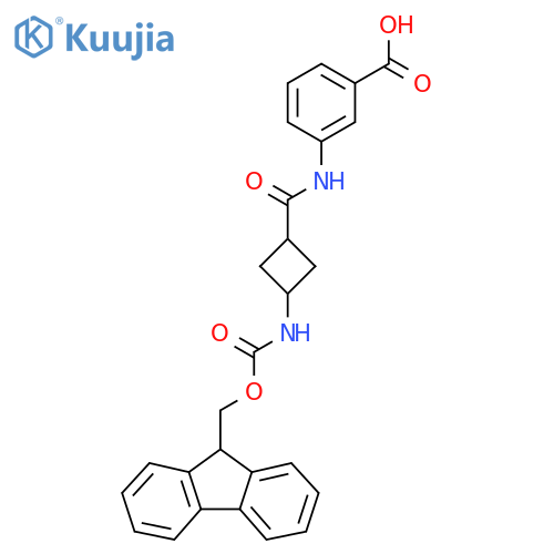 3-3-({(9H-fluoren-9-yl)methoxycarbonyl}amino)cyclobutaneamidobenzoic acid structure