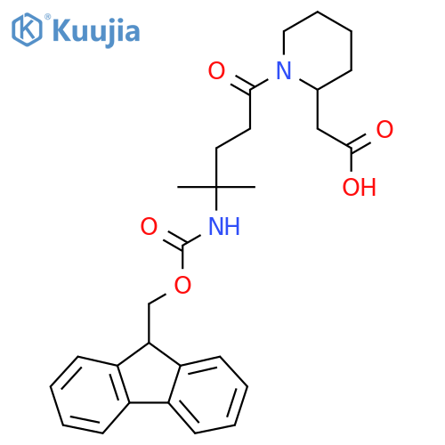 2-{1-4-({(9H-fluoren-9-yl)methoxycarbonyl}amino)-4-methylpentanoylpiperidin-2-yl}acetic acid structure