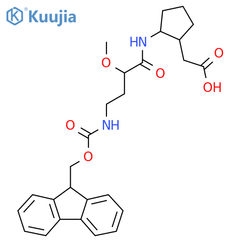 2-{2-4-({(9H-fluoren-9-yl)methoxycarbonyl}amino)-2-methoxybutanamidocyclopentyl}acetic acid structure