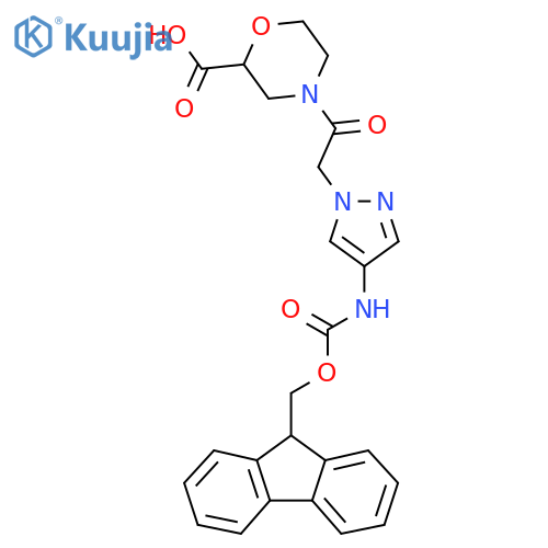 4-{2-4-({(9H-fluoren-9-yl)methoxycarbonyl}amino)-1H-pyrazol-1-ylacetyl}morpholine-2-carboxylic acid structure